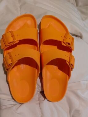 Birkenstock Orange Double-Buckle EVA Slide Sandals